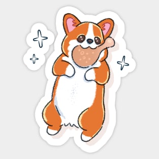 Corgi with Drumstick Sticker